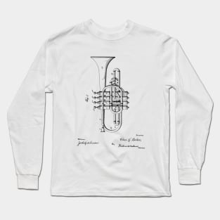 Rare and Unusual Brass Instrument, Four Valve Cornet, Brass Player Gift Long Sleeve T-Shirt